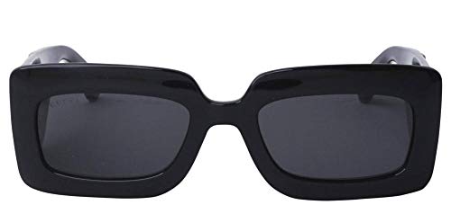 Gucci Women's Matelasse 90s Rectangular Sunglasses, Black Black Grey, One Size