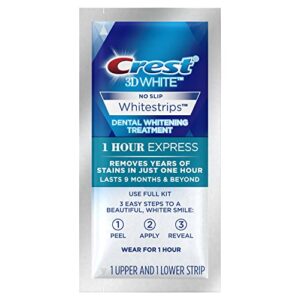 Crest 3D Whitestrips, 1 Hour Express, Teeth Whitening Strip Kit, 14 Strips (7 Count Pack)