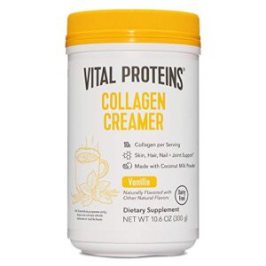 vital proteins collagen coffee creamer, non-dairy & low sugar powder with collagen peptides supplement – supporting healthy hair, skin, nails with energy-boosting mcts – vanilla 10.6oz