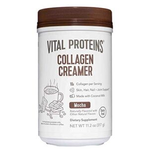 vital proteins collagen coffee creamer, coconut milk based & low sugar powder with collagen peptides supplement – supporting healthy hair, skin, nails with energy-boosting mcts – mocha 11.2oz