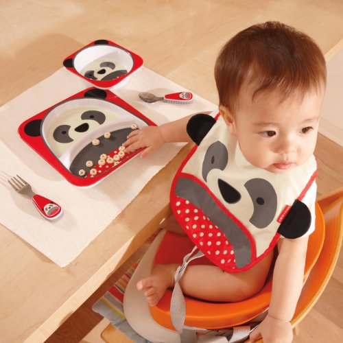 Skip Hop Baby Zoo Little Kid and Toddler Feeding Melamine Divided Plate and Bowl Mealtime Set, Multi Pia Panda