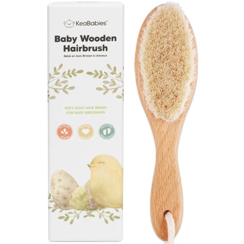 Baby Hair Brush - Baby Brush with Soft Goat Bristles - Cradle Cap Brush - Perfect Scalp Grooming Product for Infant, Toddler, Kids (Walnut, Oval)