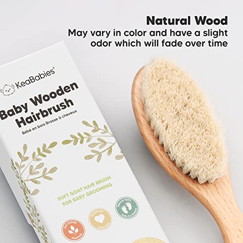 Baby Hair Brush - Baby Brush with Soft Goat Bristles - Cradle Cap Brush - Perfect Scalp Grooming Product for Infant, Toddler, Kids (Walnut, Oval)