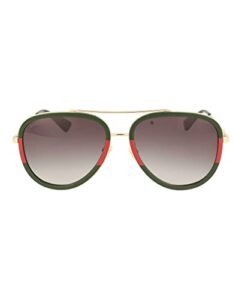 gucci pilot urban web block aviator sunglasses, gold/green, one size