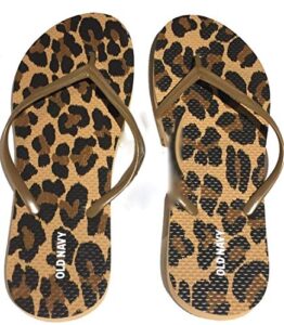 old navy flip flop sandals for women, great for beach or casual wear (11 leopard)