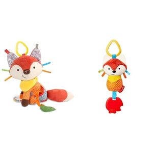 skip hop bandana buddies baby activity & teething toy gift set with multi-sensory rattle & textures, fox