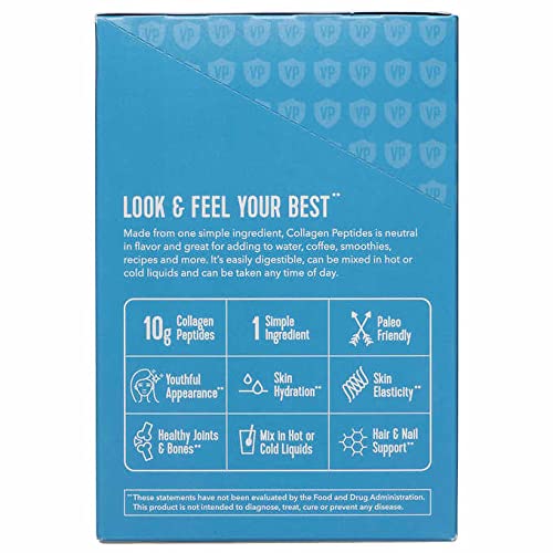 Vital Proteins Collagen Peptides Powder Supplement (Type I, III) Travel Packs, Hydrolyzed Collagen for Skin Hair Nail Joint - Dairy & Gluten Free - 10g per Serving - Unflavored 30 ct per Box