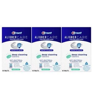 crest aligner care deep cleaning anti-bacterial tablets for aligners, retainers, mouthguards, 60-count, pack of 3