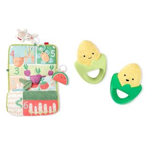 skip hop tummy time playmat and infant rattle toy gift set, farmstand