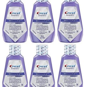 Crest 3D White Brilliance Teeth Whitening Mouthwash, Clean Mint, Travel Size 1.2 oz (36ml) - Pack of 6