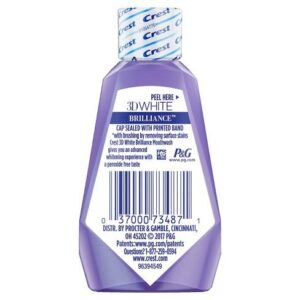 Crest 3D White Brilliance Teeth Whitening Mouthwash, Clean Mint, Travel Size 1.2 oz (36ml) - Pack of 6