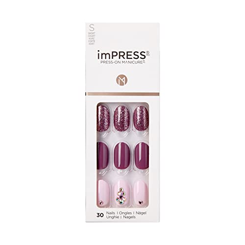 KISS imPRESS Press-On Manicure, Nail Kit, PureFit Technology, Short Press-On Nails, Reset', Includes Prep Pad, Mini Nail File, Cuticle Stick, and 30 Fake Nails