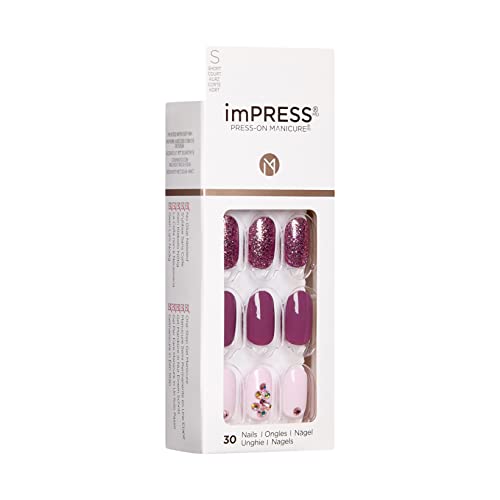 KISS imPRESS Press-On Manicure, Nail Kit, PureFit Technology, Short Press-On Nails, Reset', Includes Prep Pad, Mini Nail File, Cuticle Stick, and 30 Fake Nails