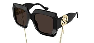 gucci women’s oversized square sunglasses, shiny black, one size