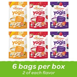 Happy Baby Organics Yogis Freeze-Dried Yogurt & Fruit Snacks, Variety Pack, 1 Ounce (Pack of 6)