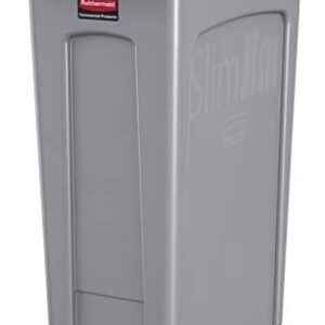 Rubbermaid Commercial Products Slim Jim Plastic Rectangular Trash/Garbage Can with Venting Channels, 23 Gallon, Gray (FG354060GRAY)