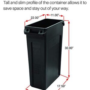 Rubbermaid Commercial Products Slim Jim Plastic Rectangular Trash/Garbage Can with Venting Channels, 23 Gallon, Gray (FG354060GRAY)