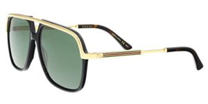 gucci gg0200s 001 black/gold gg0200s square pilot sunglasses lens category 3