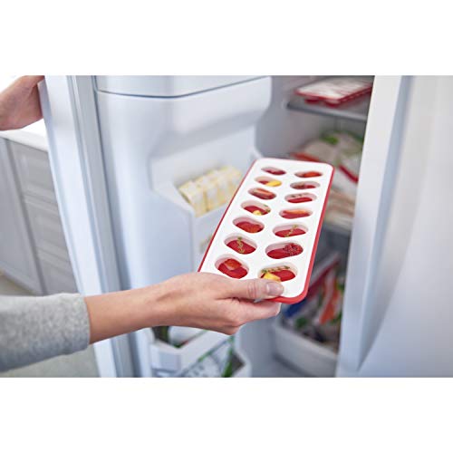 Rubbermaid Silicone Ice Cube Tray, Easy Release and Flexible, 14 Ice Cubes, 4 Trays, Red