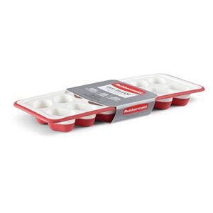 Rubbermaid Silicone Ice Cube Tray, Easy Release and Flexible, 14 Ice Cubes, 4 Trays, Red