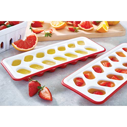 Rubbermaid Silicone Ice Cube Tray, Easy Release and Flexible, 14 Ice Cubes, 4 Trays, Red