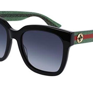 Gucci Women's Urban Pop Square Sunglasses, Black Glitter Green/Gray, One Size