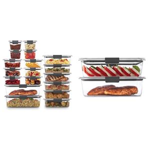 rubbermaid brilliance storage 44-piece plastic lids, clear & leak-proof brilliance food storage set | 9.6 cup plastic containers with lids | microwave and dishwasher safe, 2-pack, clear