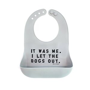 bella tunno wonder bib – adjustable silicone baby bibs for girls & boys, durable and waterproof bpa free silicone, dogs out