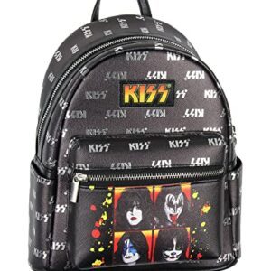 KISS Starchild Demon Spaceman Catman 70s Rock Band Toss Print Mini Backpack