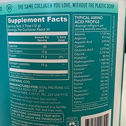 Vital Proteins Marine Collagen Peptides Powder Supplement 14.5 Oz Canister for Skin Hair Nail Joint - Hydrolyzed Collagen - Unflavored - 1 Stick of Liquid IV Hydration Lemon Lime Sample Pack