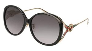 gucci gg 0226 sk- 001 black / grey gold sunglasses