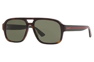 gucci gg 0925s 002 havana plastic aviator sunglasses green lens