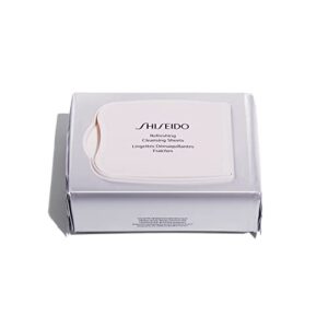 shiseido refreshing cleansing sheets – 30 single-use sheets – 100% ultra-soft cotton & ph balanced – removes makeup & oil – non-comedogenic, alcohol & oil free