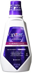 crest 3d white multi-care whitening rinse, glamorous white, fresh mint-32 oz, 946 milliter