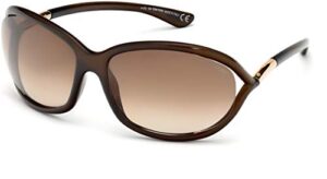 tom ford ft0008 jennifer 692 61mm shiny dark brown/gradient brown geometric sunglasses for women + bundle with designer iwear complimentary care kit