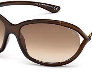 Tom Ford FT0008 Jennifer 692 61MM Shiny Dark Brown/Gradient Brown Geometric Sunglasses for Women + BUNDLE with Designer iWear Complimentary Care Kit