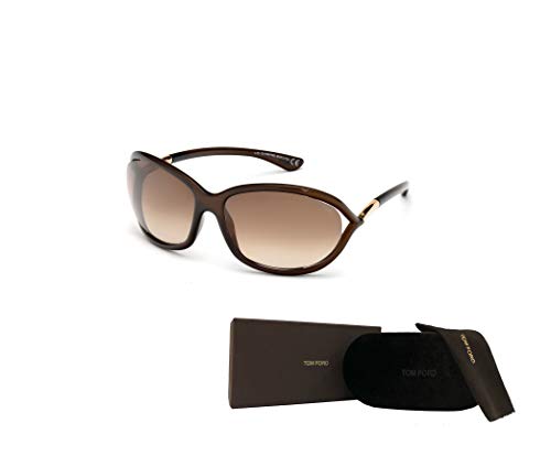 Tom Ford FT0008 Jennifer 692 61MM Shiny Dark Brown/Gradient Brown Geometric Sunglasses for Women + BUNDLE with Designer iWear Complimentary Care Kit