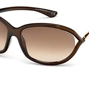 Tom Ford FT0008 Jennifer 692 61MM Shiny Dark Brown/Gradient Brown Geometric Sunglasses for Women + BUNDLE with Designer iWear Complimentary Care Kit