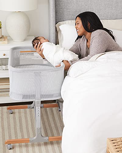 Skip Hop Baby Bassinet, Cozy Up 2-in-1 Bedside Sleeper & Bassinet, Grey