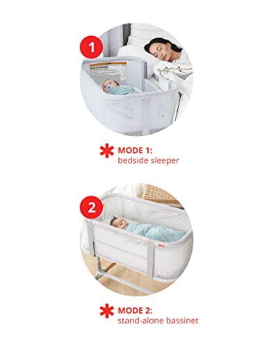 Skip Hop Baby Bassinet, Cozy Up 2-in-1 Bedside Sleeper & Bassinet, Grey