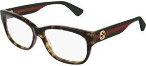 gucci gg 0278o 012 havana plastic rectangle eyeglasses 55mm