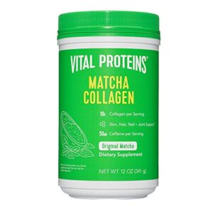 vital proteins matcha collagen peptides powder supplement, matcha green tea powder, 12oz, original flavored