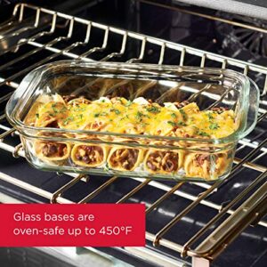 Rubbermaid Brilliance Glass Storage Set of 4 Food Containers, Clear & Brilliance Glass Storage 3.2-Cup Food Containers with Lids, 4-Pack (8 Pieces Total), BPA Free and Leak Proof, Medium, Clear