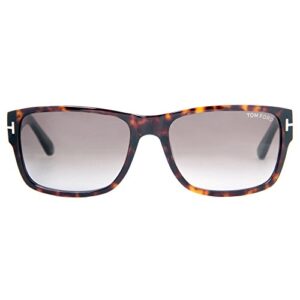 Tom Ford Sunglasses TF 445 Mason 52B Havana 58mm, Shiny Dark Havana/ Gradient Smoke Lenses, 58/17/140