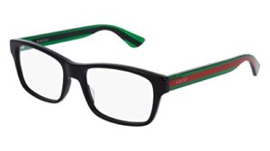 gucci gg 0006o 006 black/green plastic rectangle eyeglasses 55mm