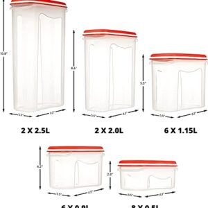 LARGEST Set of 60Pc Airtight Food Storage Containers (30 Container Set) Airtight Plastic Dry Food Space Saver Organizer, One Lid Fits All -Stackable Freezer Refrigerator kitchen Storage Containers RED