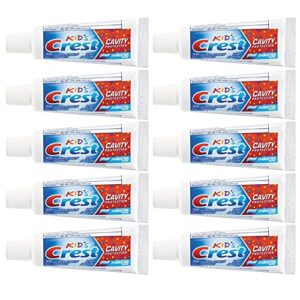 crest kids cavity protection toothpaste, sparkle fun, travel size 0.85 oz (24g) – pack of 10