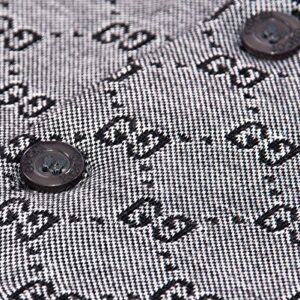 Gucci Polo Shirt, Mens Gray Short Sleeve Polo T- Shirt GG Print (L)