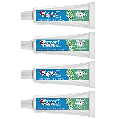 Crest Complete Whitening Scope Minty Toothpaste, Travel Size 0.85 Oz, (24g) - Pack of 4