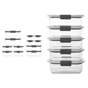 rubbermaid brilliance storage 24-piece plastic lids | bpa free, leak proof food container, clear & brilliance food storage container, bpa free plastic, medium, 3.2 cup, 5 pack, clear